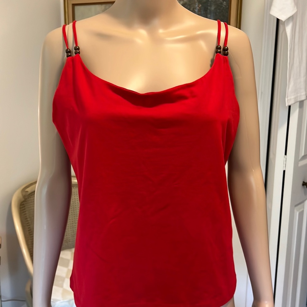 Chaps Tank Top with Beads on Front Straps, New with Tags